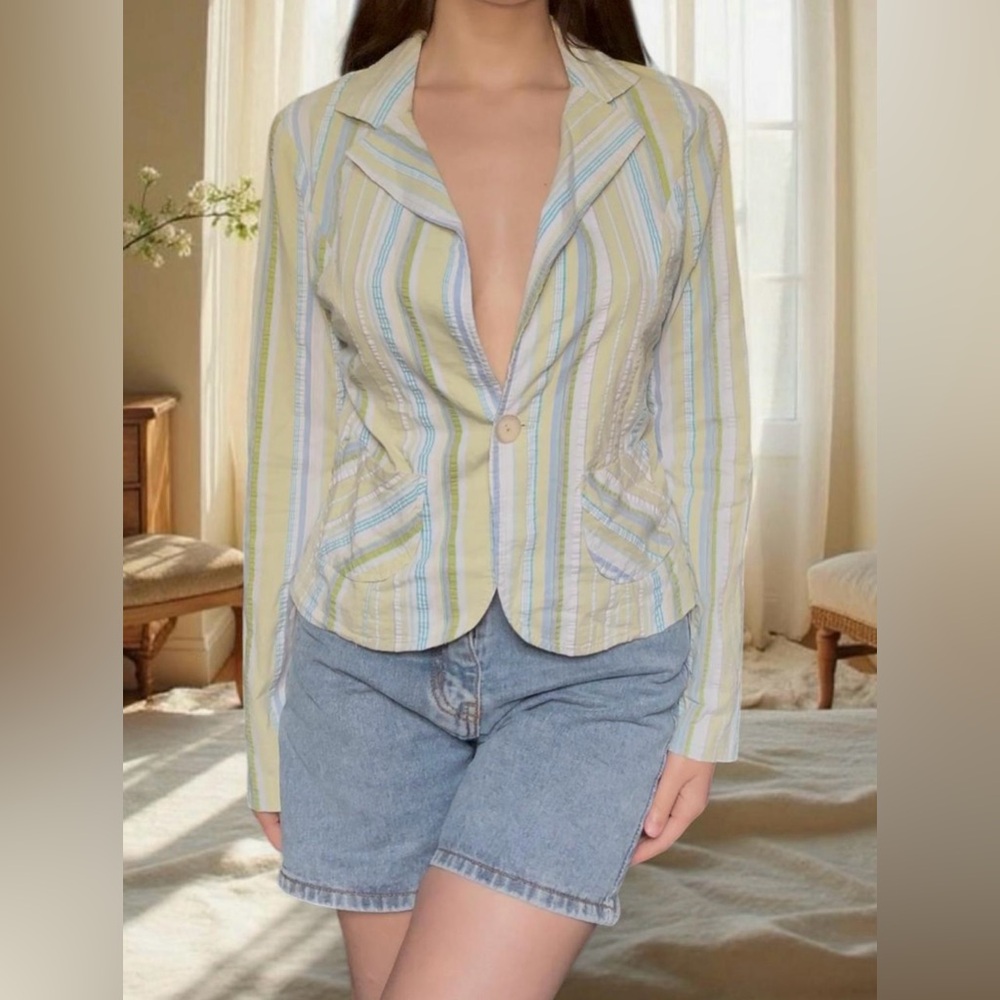Y2K Tempted Pastel Striped Blazer